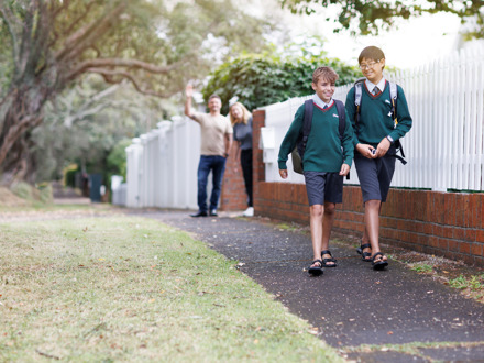 Students walking to school