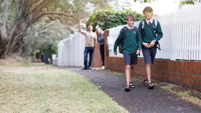 Students walking to school